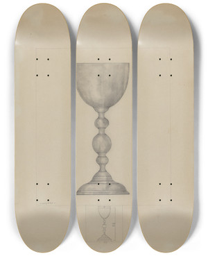 Triptych art skateboard deck of Henry Meyers Pewter Chalice_3 by Henry Meyers (20-)