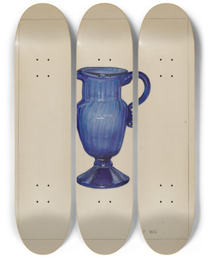 Triptych art skateboard deck of Janet Riza Cream Pitcher_4 by Janet Riza (20-)