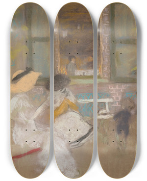 Triptych art skateboard deck of Douard Vuillard Devant Les Pavillons by douard Vuillard (1868-1940)