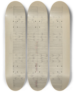 Triptych art skateboard deck of American 20Th Century Textile_3 by American 20Th Century
