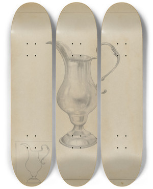 Triptych art skateboard deck of Isidore Steinberg Silver Pitcher by Isidore Steinberg (20-)