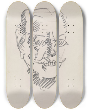 Triptych art skateboard deck of Arno Stern The Painter James Ensor 2 by Arno Stern