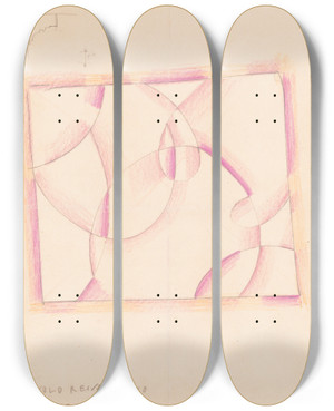 Triptych art skateboard deck of Winold Reiss Interior Designs For Screens And Ceilings Drawing Of Plans Elevation And Details_2 by Winold Reiss (1886-1953)