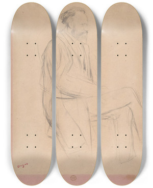 Triptych art skateboard deck of Edgar Degas Douard Manet Seated Right Profile by Edgar Degas (1834-1917)
