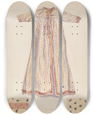 Triptych art skateboard deck of Maud M Holme Babys Nightgown by Maud M Holme