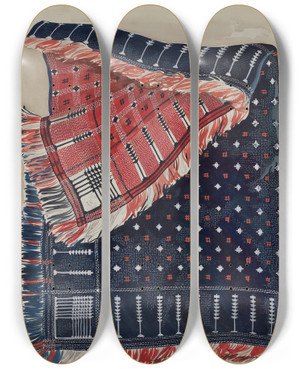 Triptych art skateboard deck of Lillian Causey Quilt_4 by Lillian Causey (20-)