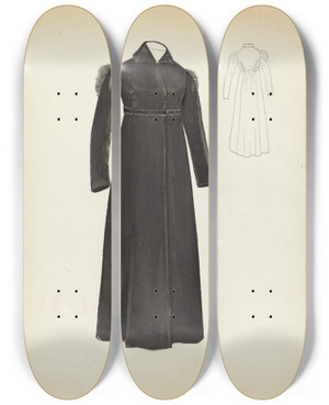 Triptych art skateboard deck of Margaret Concha Womans Coat_1 by Margaret Concha