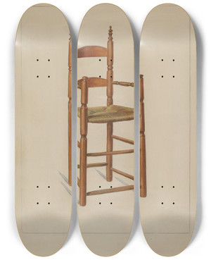 Triptych art skateboard deck of Elizabeth Curtis High Chair by Elizabeth Curtis