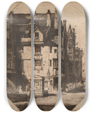 Triptych art skateboard deck of David Young Cameron John Knoxs House by David Young Cameron (1865-1945)