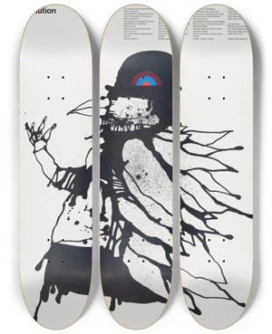 Triptych art skateboard deck of Michael David Brown Revolution by Michael David Brown (1940)