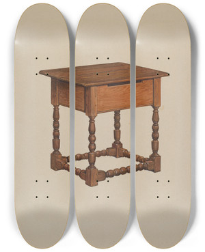 Triptych art skateboard deck of Harry Eisman Tavern Table by Harry Eisman