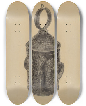 Triptych art skateboard deck of Bernard Krieger Lantern by Bernard Krieger