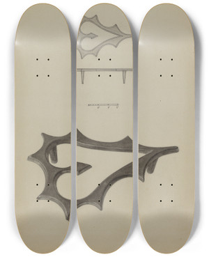 Triptych art skateboard deck of Benjamin Resnick Flat Iron Holder by Benjamin Resnick
