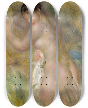 Triptych art skateboard deck of Pierreauguste Renoir La Baigneuse by Pierre-Auguste Renoir (1841-1919)