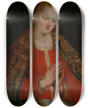 Triptych art skateboard deck of Jacques Bellange Maria Der Verkndung by Jacques Bellange (1575-1616)