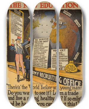 Triptych art skateboard deck of Winsor Mccay The New Education by Winsor Mccay (1869-1934)