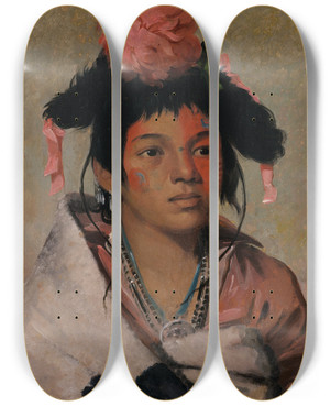 Triptych art skateboard deck of George Catlin Tchakukokomugh Great Chief A Boy by George Catlin (1796-1872)