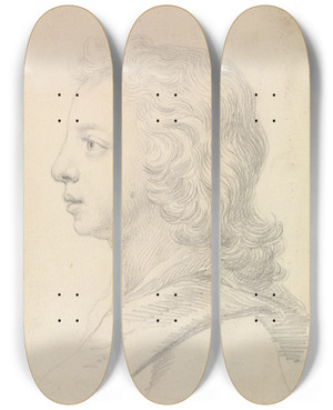 Triptych art skateboard deck of Jonathan Richardson The Elder Jonathan Richardson Junior by Jonathan Richardson The Elder (1667-1745)