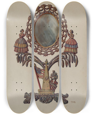 Triptych art skateboard deck of Frances Lichten Mirror by Frances Lichten (1889-1961)