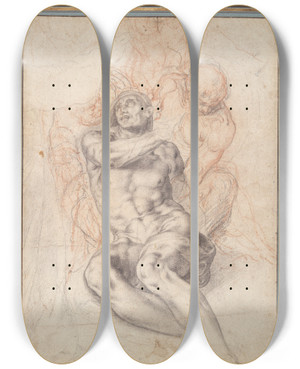 Triptych art skateboard deck of Cherubino Alberti Study For A Resurrection Oflazarus by Cherubino Alberti (1553-1615)
