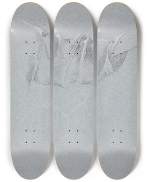 Triptych art skateboard deck of Francesco Lorenzi Drapery Study_8 by Francesco Lorenzi (1723-1787)