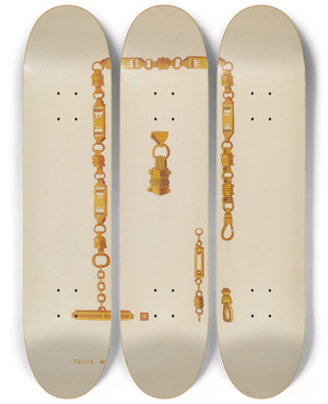 Triptych art skateboard deck of Tulita Westfall Watch Chain by Tulita Westfall