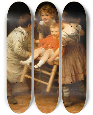 Triptych art skateboard deck of John Morgan A Ride by John Morgan (1822-1885)