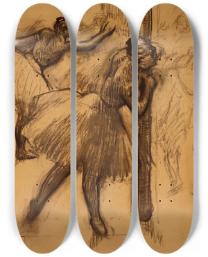 Triptych art skateboard deck of Edgar Degas Danseuse Appuye Une Colonne by Edgar Degas (1834-1917)