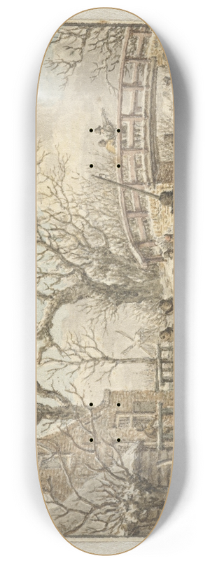 Jacob Cats - Winterlandschap met schaatsenrijders op een wetering 8.25 inch art skate deck