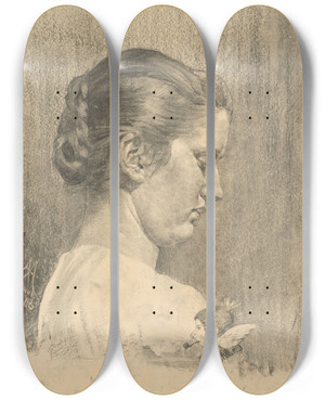 Triptych art skateboard deck of Kos Aranyossy Podobize Eny Z Profilu by kos Aranyossy