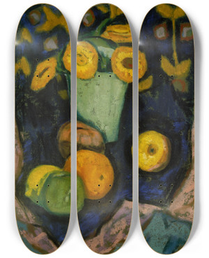 Triptych art skateboard deck of Marsden Hartley Still Life_1 by Marsden Hartley (1877-1943)