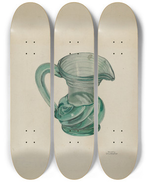 Triptych art skateboard deck of Beverly Chichester Creamer by Beverly Chichester (20-)