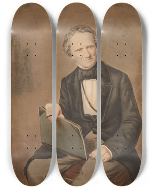 Triptych art skateboard deck of Thomas Sully Selfportrait_1 by Thomas Sully (1783-1872)