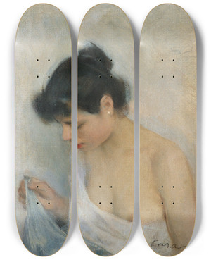 Triptych art skateboard deck of Ramn Casas Study by Ramon Casas (1866-1932)