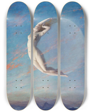 Triptych art skateboard deck of Albert Aublet Selene by Albert Aublet (1851-1938)