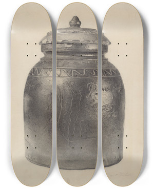 Triptych art skateboard deck of Robert Gilson Sugar Jar by Robert Gilson