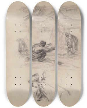 Triptych art skateboard deck of James Ensor First Steps by James Ensor (1860-1949)