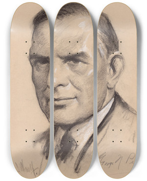 Triptych art skateboard deck of Samuel Johnson Woolf George N Peek by Samuel Johnson Woolf (1880-1948)