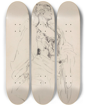 Triptych art skateboard deck of James Ensor Lady by James Ensor (1860-1949)