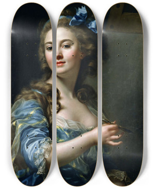 Triptych art skateboard deck of Mariegabrielle Capet Selfportrait by Marie-Gabrielle Capet (1761-1818)