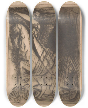 Triptych art skateboard deck of Willem Van Konijnenburg Sint Joris En De Draak by Willem van Konijnenburg (1868-1943)