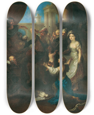 Triptych art skateboard deck of Franz Anton Maulbertsch Solomons Judgment by Franz Anton Maulbertsch (1724-1796)