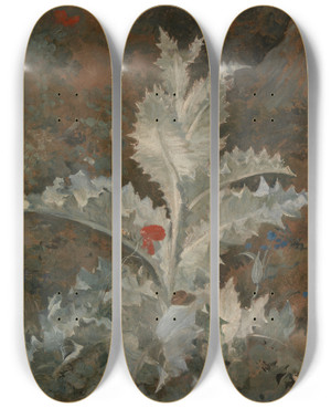 Triptych art skateboard deck of John Crome A Thistle by John Crome (1768-1821)