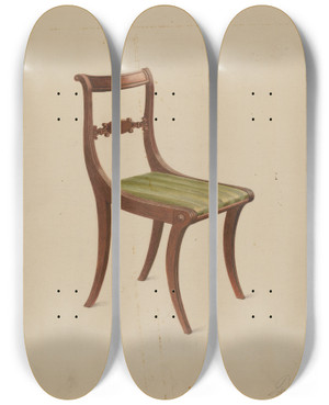 Triptych art skateboard deck of Ferdinand Cartier Side Chair_5 by Ferdinand Cartier
