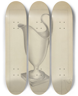 Triptych art skateboard deck of Vincent Carano Silver Creamer_1 by Vincent Carano
