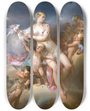 Triptych art skateboard deck of Pierrejacques Bethon Vnus Victorieuse by Pierre-Jacques Bethon