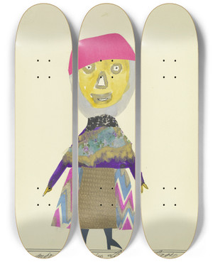 Triptych art skateboard deck of John Elsas Wer Mir Hat Ein Leid Getan by John Elsas (1851-1935)