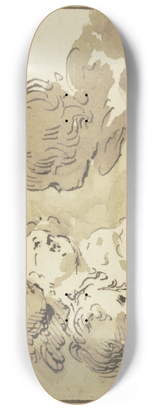 Jacob de Wit - Five angel heads in clouds 8.25 inch art skate deck