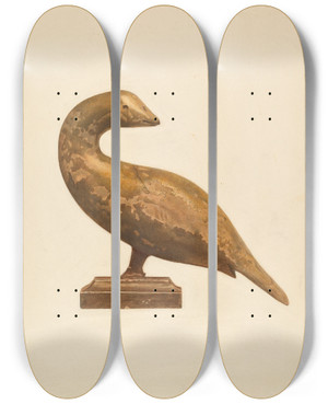 Triptych art skateboard deck of Roberta Spicer Bird by Roberta Spicer