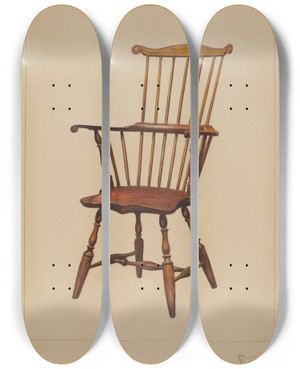 Triptych art skateboard deck of Rolland Livingstone Chair_2 by Rolland Livingstone